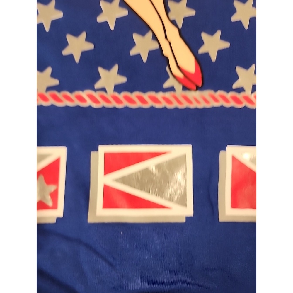 Vintage Tickle Me New York Girls Pajama Set Blue Nautical Pinup Red White Stripe - Picture 4 of 13